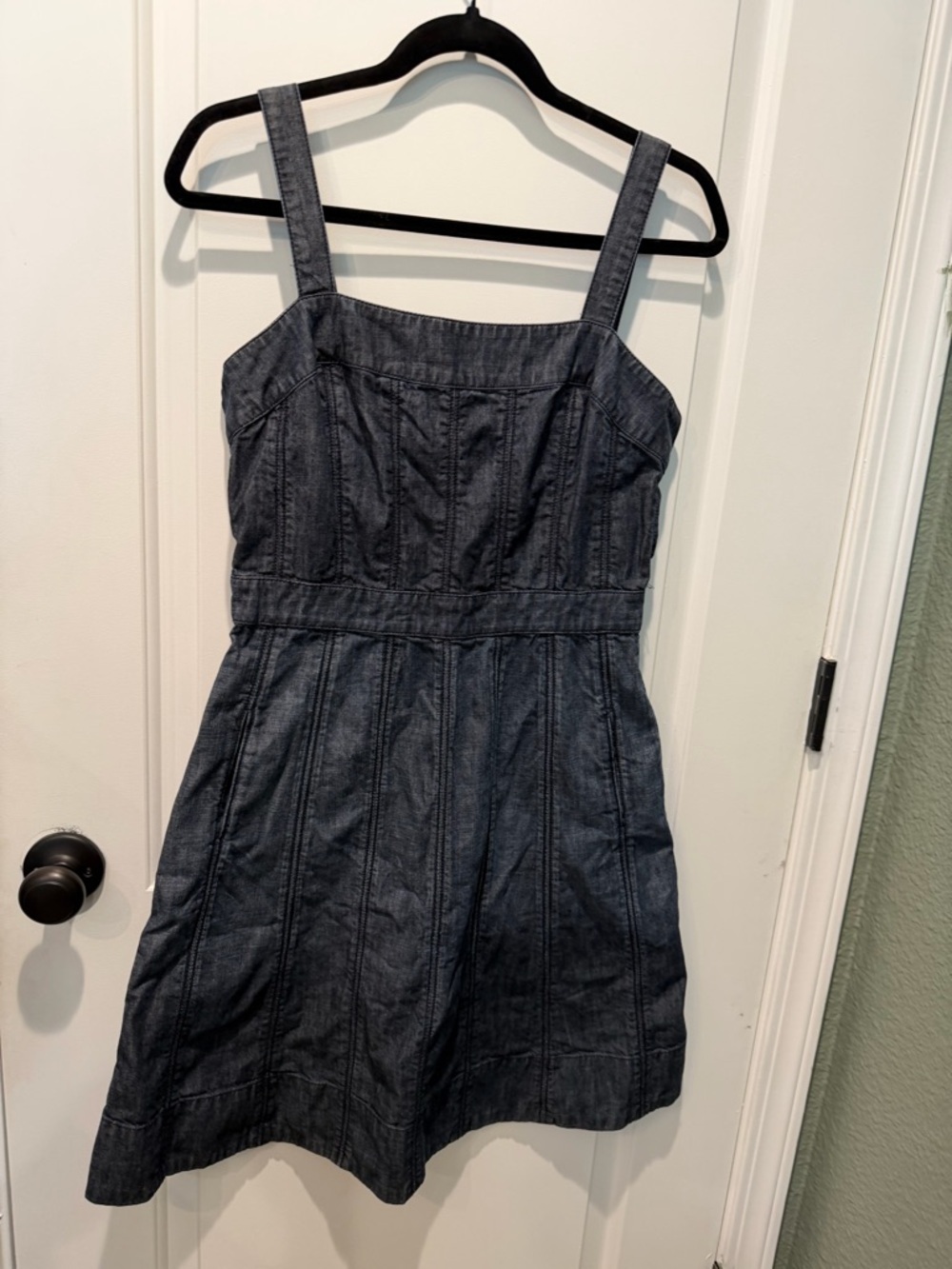 Fei Anthropologie Dark Chambray Strappy A-Line Dress Size 10. 0053 - Picture 3 of 7